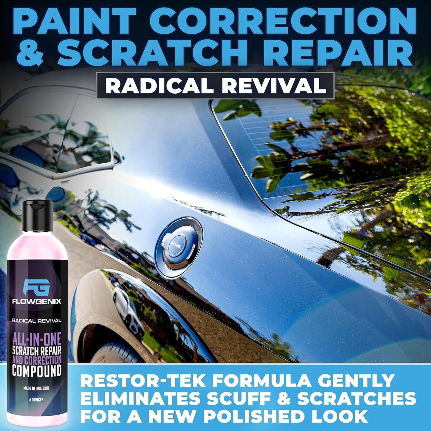 Grand Slam 3-Pack - Includes Tire Shine Gel (8oz), Car Scratch Remover (4oz), Water-Repellent Vinyl and Car Leather Protector (8oz), 2 Microfiber Towels