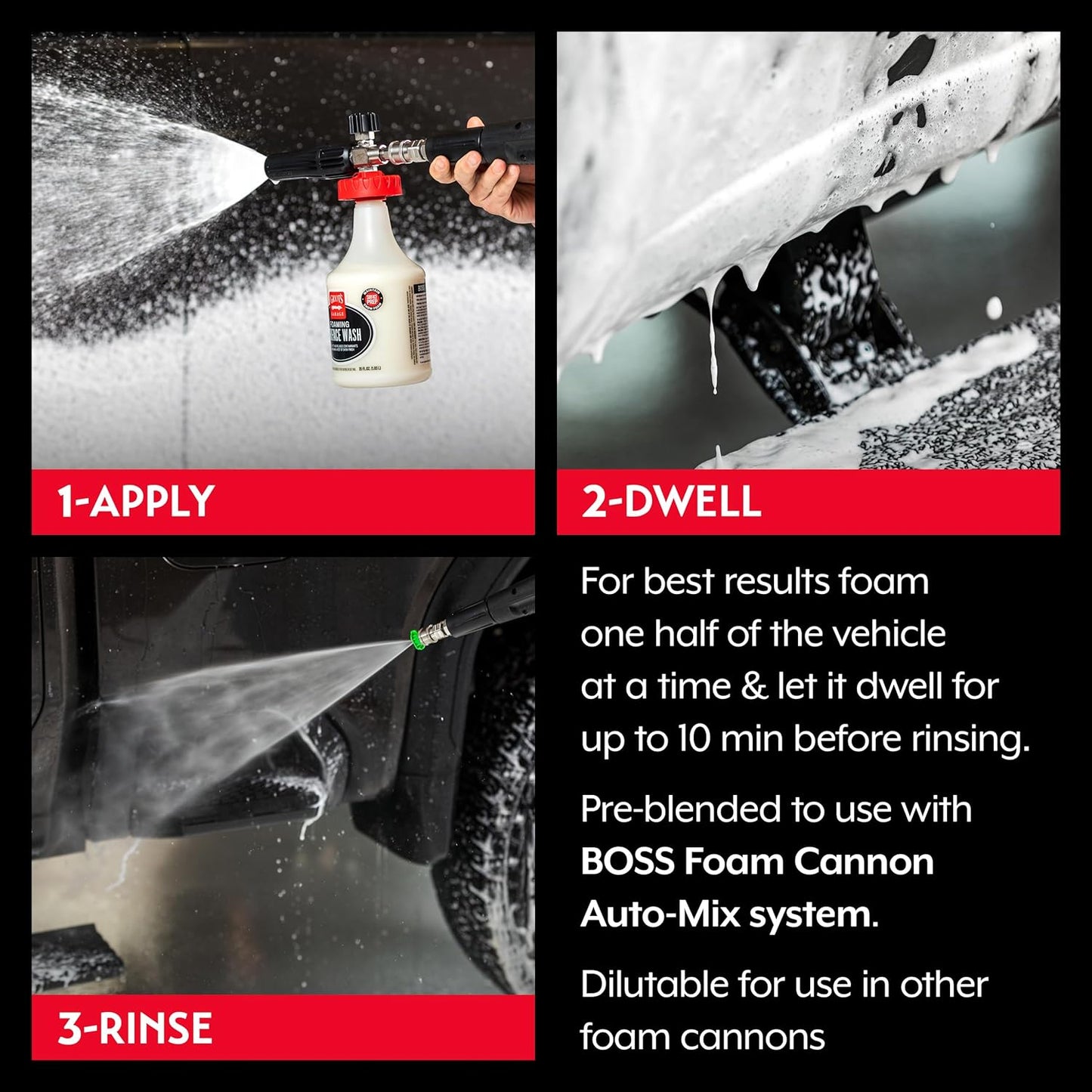 Griot's Garage BOSS Foaming Surface Wash for Car Cleaning and Detailing, Compatible with the BOSS Foam Cannon Auto-Mix System, 35oz