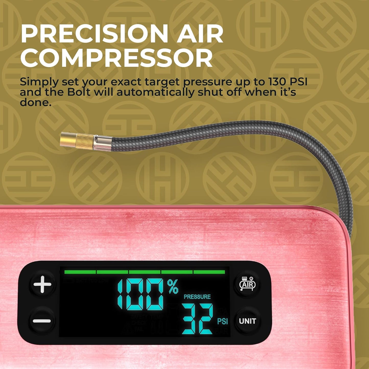 HALO Bolt Ultimate 3 Portable Car Battery Jump Starter | 130 PSI Air Compressor, 55.5Wh USB Power Bank, Large Display, Emergency Floodlight & Charger, Jumps Cars SUVs & Trucks, Inflates Tires — Rose