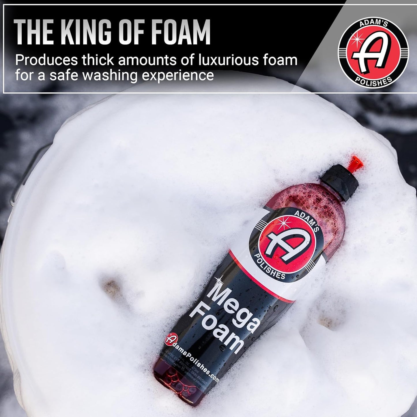 Adam’s Mega Foam (16oz) - pH Neutral Car Soap For Car Washing, Concentated For Wash Bucket, Foam Gun, Won't Strip Car Wax or Ceramic Coatings