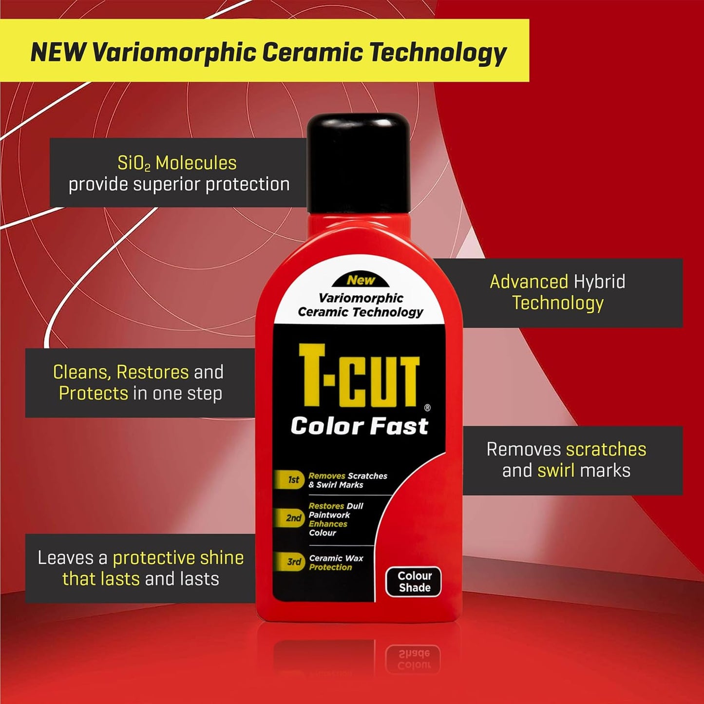 T-Cut Light Red Scratch Remover Color Fast Paintwork Restorer Car Polish, 13 Colors Available, 17 Fl Oz
