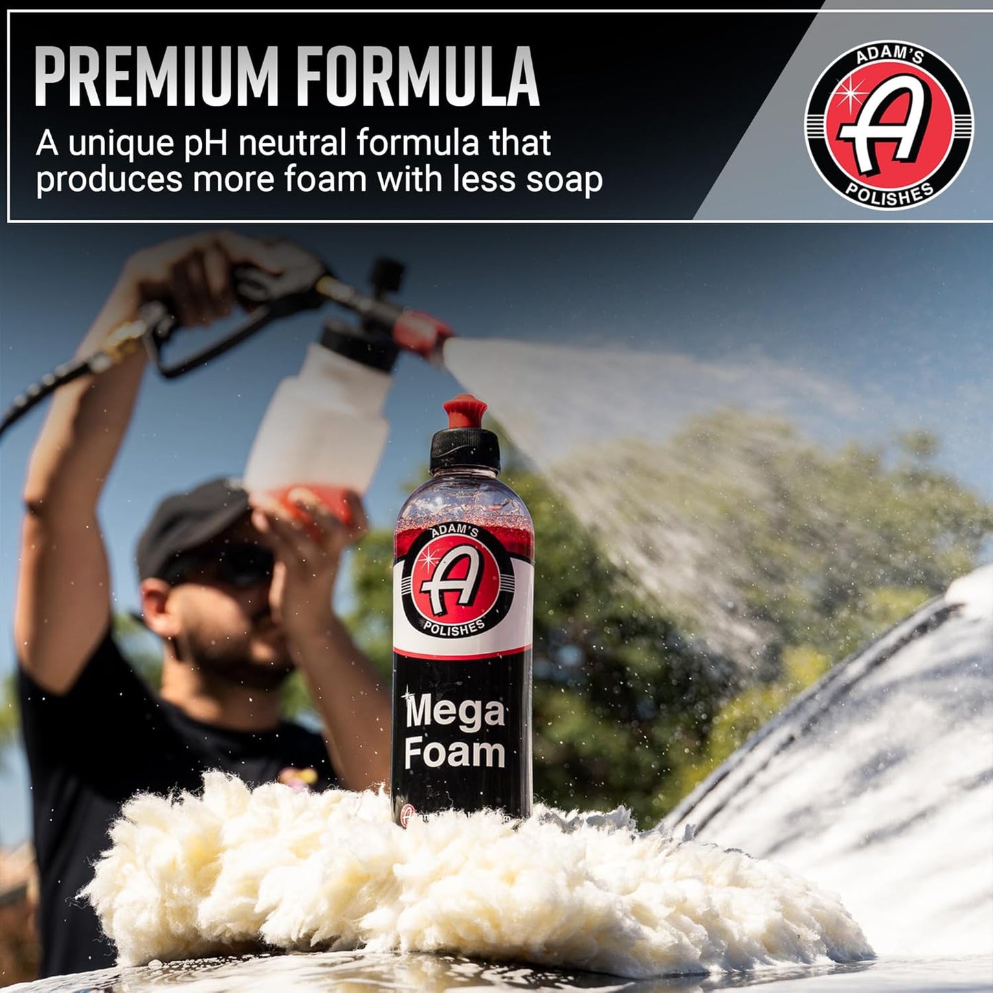 Adam’s Mega Foam (5 Gallon) - Detailing pH Neutral Car Soap For Car Washing, Concentated For Use In Car Wash Bucket, Foam Cannon & Foam Gun, Won't Strip Car Wax, Sealant or Ceramic Coating