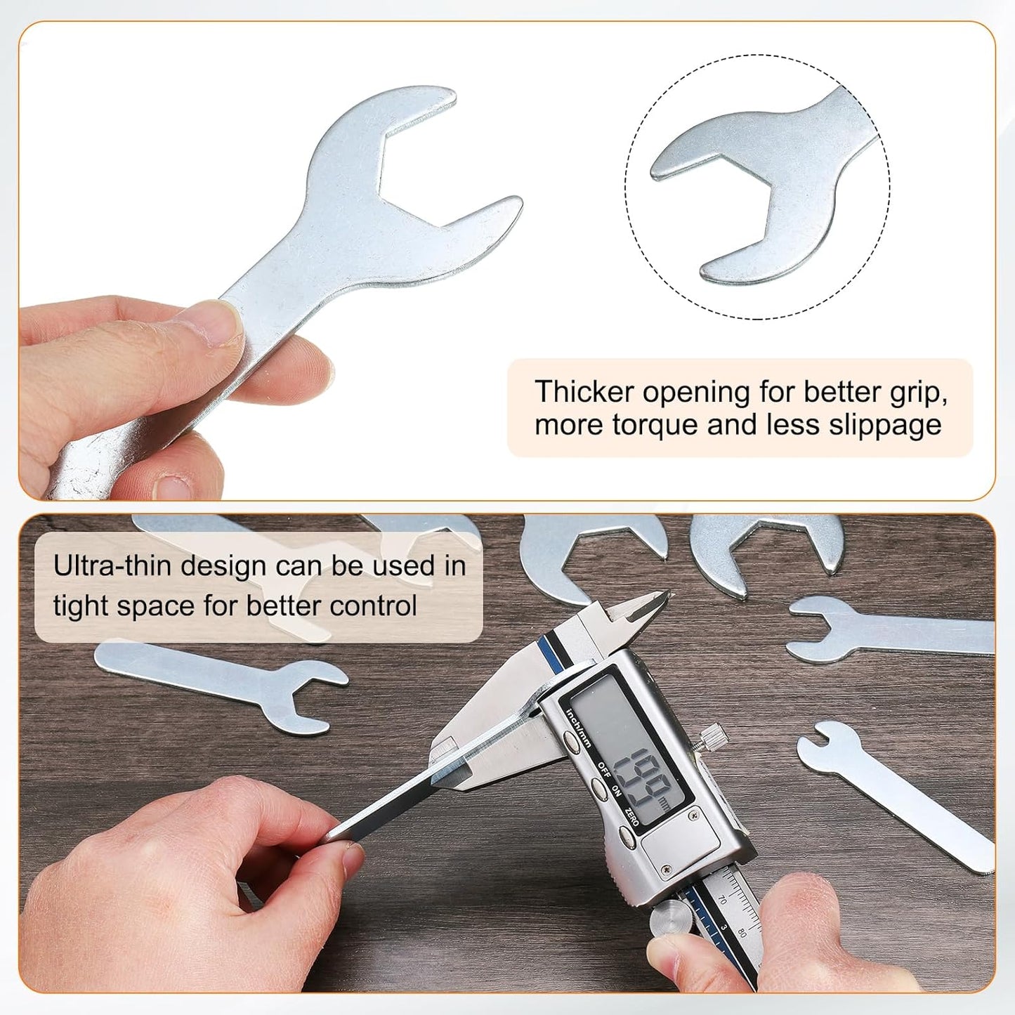 HARFINGTON 10pcs Small Wrench 24x120x2.3mm Metric U-Shaped Single Open Ended Spanner Super Thin Flat Head Galvanizing Wrench for Automotive Repair Furniture Assembly