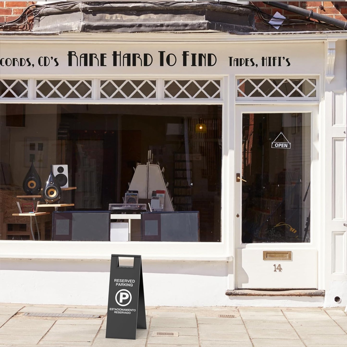 Reserved Parking Sign – Foldable Heavy Duty Plastic A-Frame with Bold “P” Symbol, Bilingual English & Spanish – 24" Tall Reserved Spot Marker for Storefront, Driveway, Garage – Black